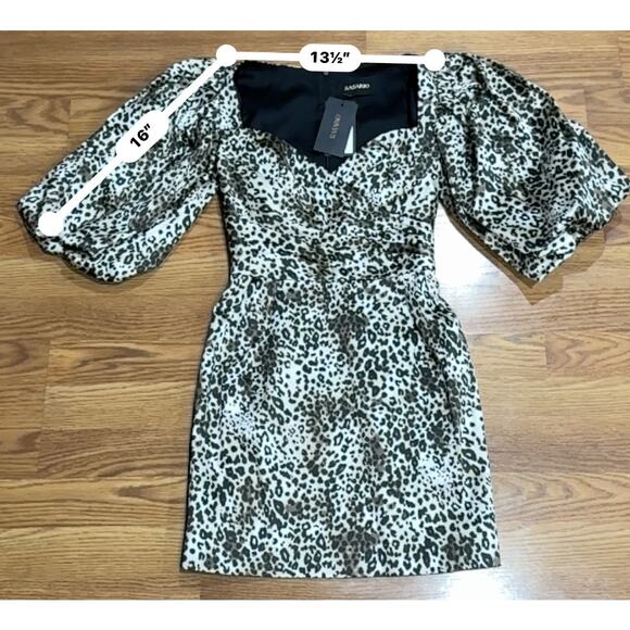 RASARIO Puff Sleeve leopard print Party Mini Dress IT 40 ( US 4) - Picture 7 of 16